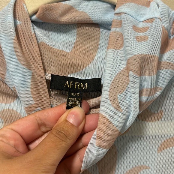 AFRM Light Blue & Cream Long Sleeve Mesh Maxi Dress - Picture 3 of 6